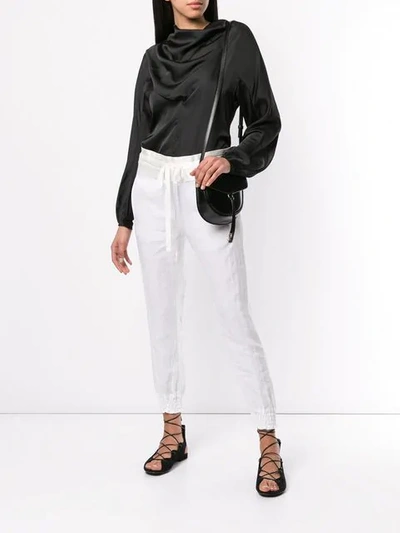 Shop Ann Demeulemeester Casual Linen Trousers In White