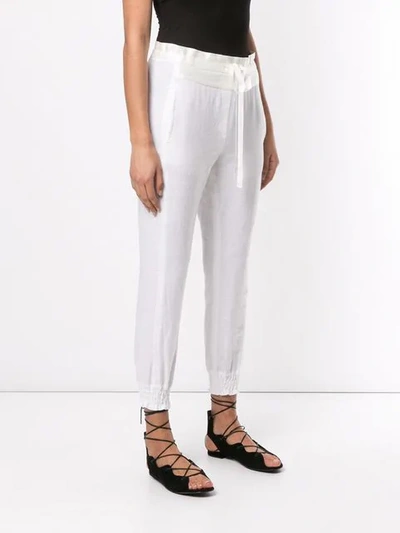 Shop Ann Demeulemeester Casual Linen Trousers In White