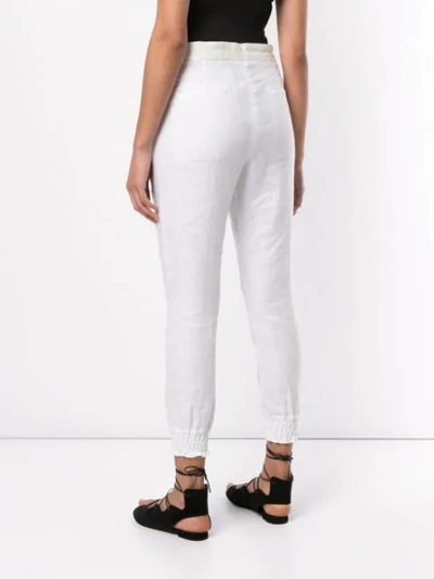 Shop Ann Demeulemeester Casual Linen Trousers In White