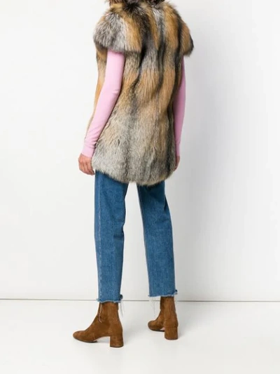 LISKA ERINO FUR WAISTCOAT - 棕色