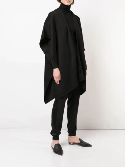 Shop Voz Hand-woven Poncho In Black
