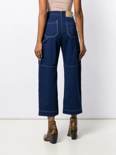 Shop Chloé Stitching Detail Cropped Trousers In Blue