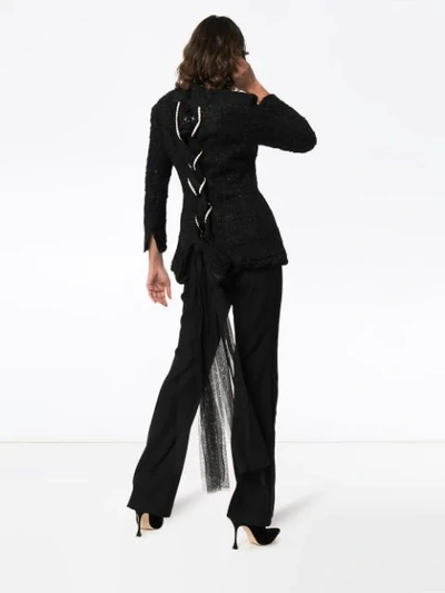 Shop Tiger In The Rain Reworked Chanel Silk Tweed Jacket - Black