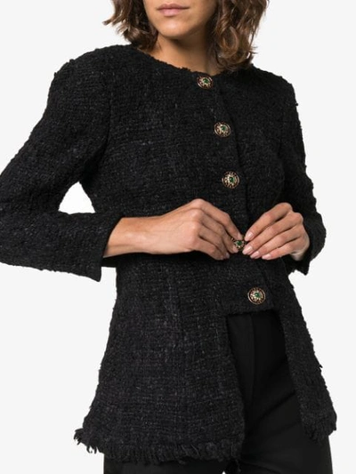 Shop Tiger In The Rain Reworked Chanel Silk Tweed Jacket - Black