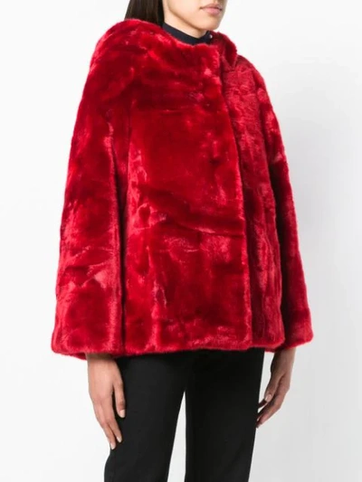 Shop Tagliatore Faux Fur Hooded Jacket In Red