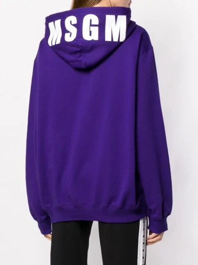 Shop Msgm Logo Hoodie In Purple