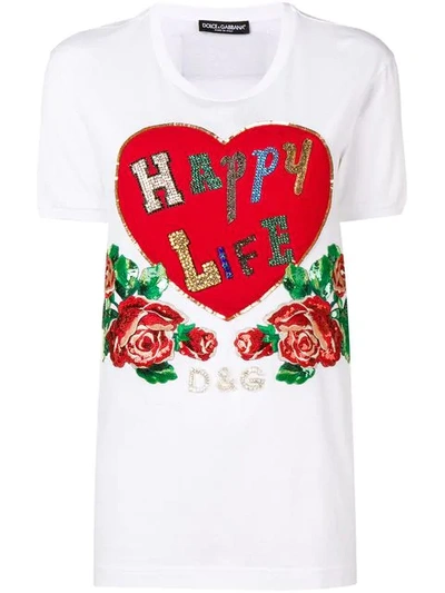 Shop Dolce & Gabbana Happy Life Heart T In White