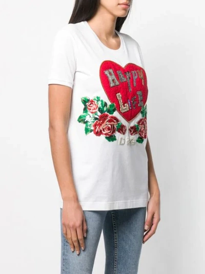 Shop Dolce & Gabbana Happy Life Heart T In White