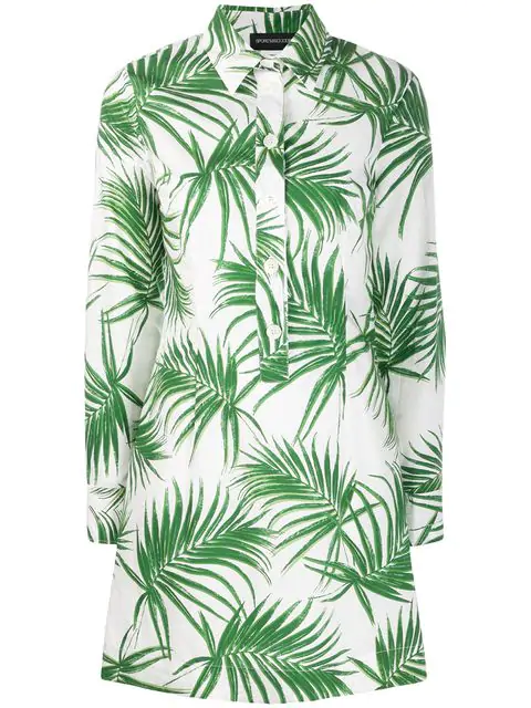palm leaf shirt dress