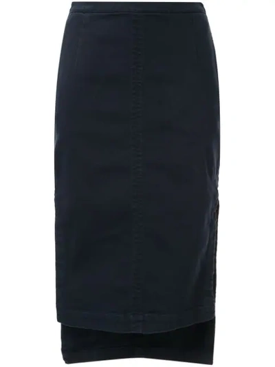 Shop N°21 Slit Midi Pencil Skirt In Blue