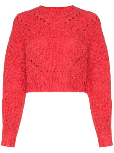 Shop Isabel Marant Iroen Cropped Mohair-blend Jumper In Red