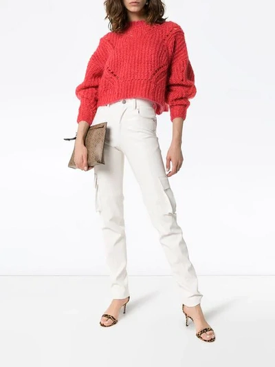 Shop Isabel Marant Iroen Cropped Mohair-blend Jumper In Red