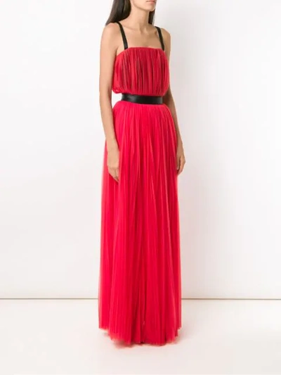 Shop À La Garçonne Belted Long Dress In Red