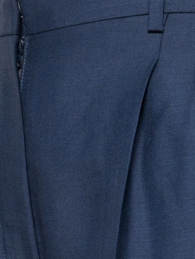 Shop Fendi Pleated Wool Trousers In Blue