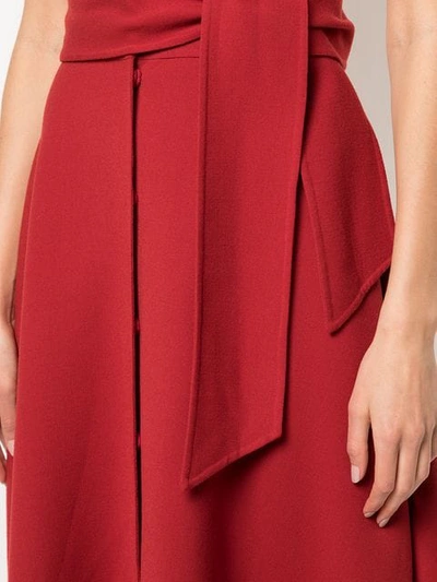 Shop Oscar De La Renta Belted Flared Dress  In Red