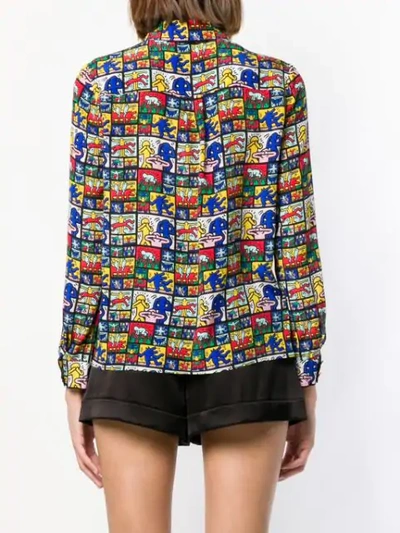 Shop Alice And Olivia Haring Collage Shirt In Black
