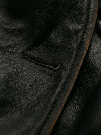 Shop Golden Goose Vintage Style Leather Coat In Black