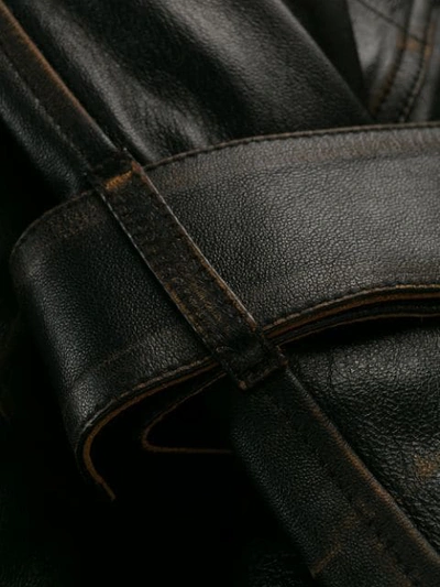 Shop Golden Goose Vintage Style Leather Coat In Black
