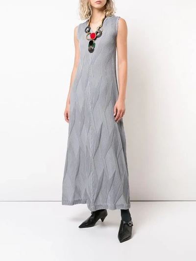 Shop Issey Miyake Textured Pleat Dress In Grey