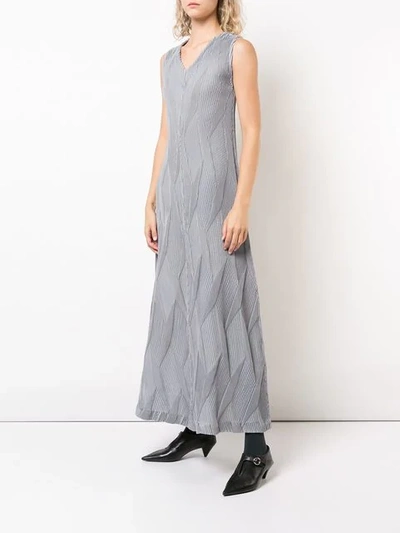 Shop Issey Miyake Textured Pleat Dress In Grey