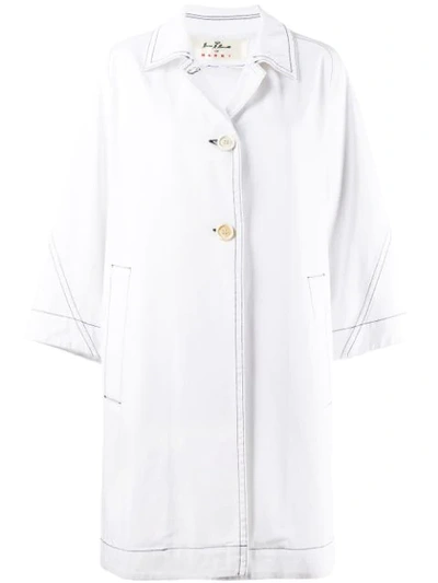 Shop Marni Oversized Denim Coat In White