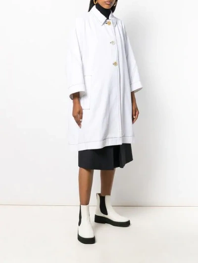 Shop Marni Oversized Denim Coat In White