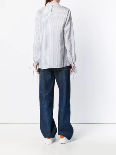 Shop Loewe Cowl Neck Striped Blouse In Blue