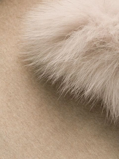 Shop Max Mara Fur Trimmed Poncho In Neutrals