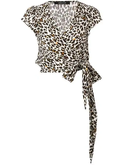 Shop Andamane Leopard Print Wrap Top In White