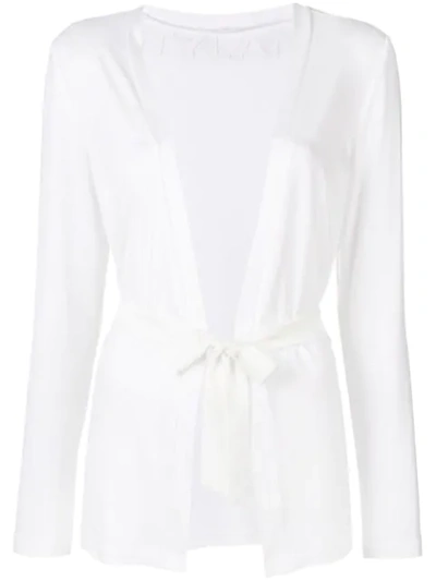 Shop Styland Tie Waist Cardigan In White