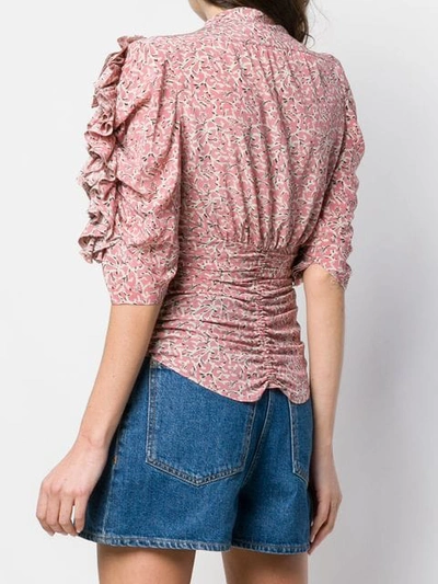 Shop Isabel Marant Ruffle Sleeve Blouse In Pink