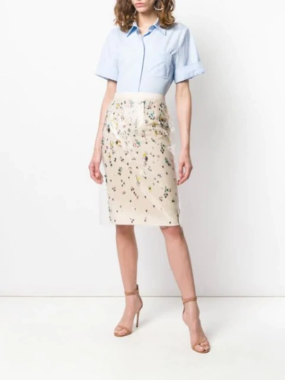 Shop N°21 Embellished Pencil Skirt In Neutrals