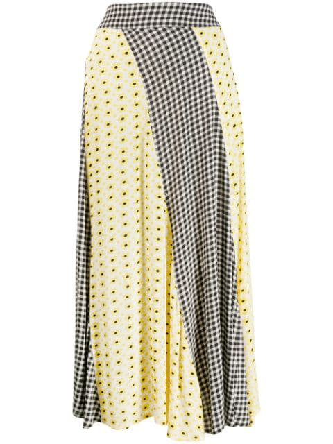 ganni floral midi skirt