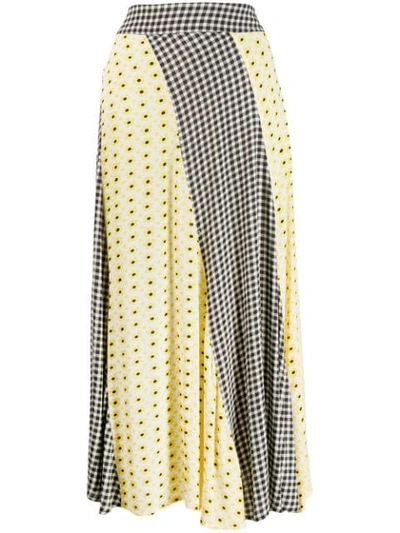 Shop Ganni Paneled Skirt In Yellow