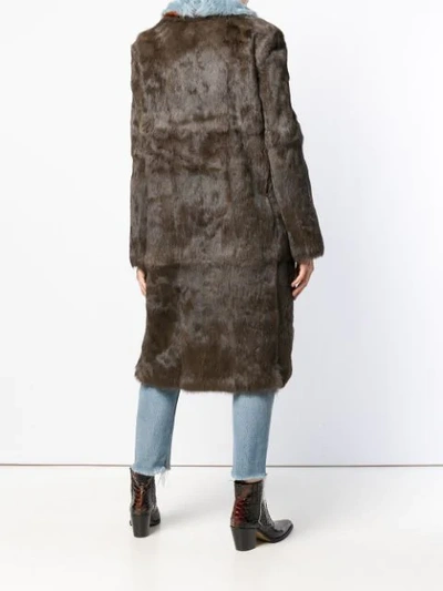 Shop Yves Salomon Meteo Contrast Collar Coat In Brown