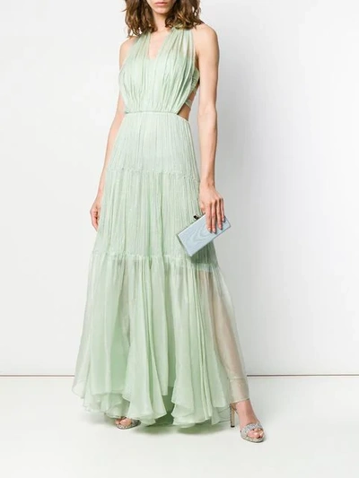 Shop Maria Lucia Hohan Poppy Pleated Maxi Dress In Green