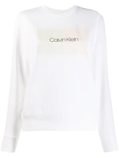 Shop Calvin Klein Logo Printed Sweatshirt - White