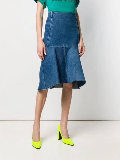 Shop Balenciaga Godet Peplum-style Skirt In Blue