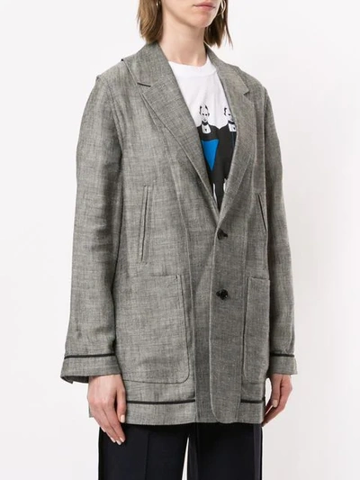 UNDERCOVER 人字纹图案单排扣西装夹克 - 灰色