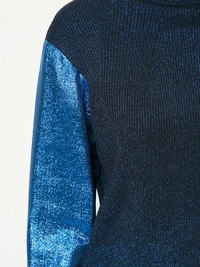 Shop Cedric Charlier Metallic Knit Turtleneck Jumper In Blue