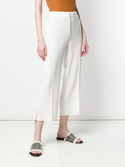 Shop Alberto Biani High-rise Cropped Trousers - White