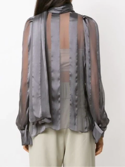 Shop Gloria Coelho Sheer Blouse With Scarf In Grey