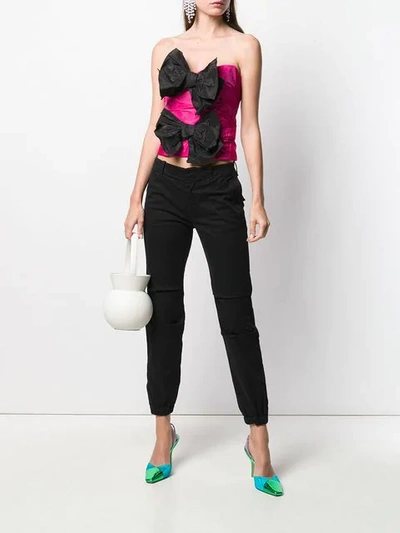 Shop Carmen March Bow Detail Bustier Top In Pink