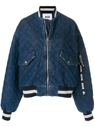 Shop Msgm M Bomber Jacket In Blue