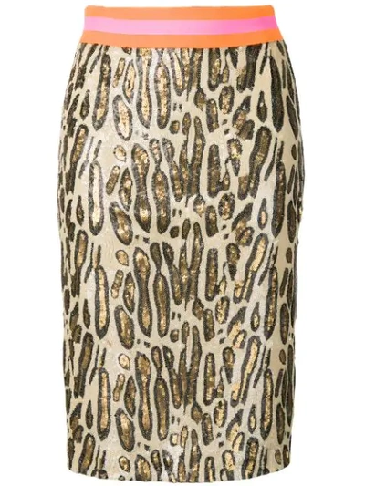 Shop Bazar Deluxe Sequin Leopard Print Skirt In Neutrals