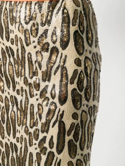 Shop Bazar Deluxe Sequin Leopard Print Skirt In Neutrals