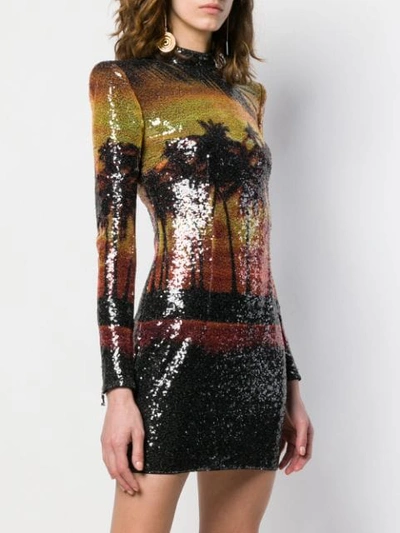 Shop Balmain Sunset Sequin Dress In Black