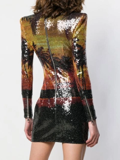 Shop Balmain Sunset Sequin Dress In Black