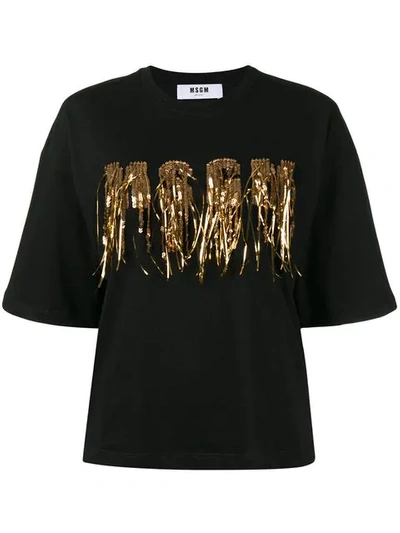 Shop Msgm Logo Embellished T-shirt In Black