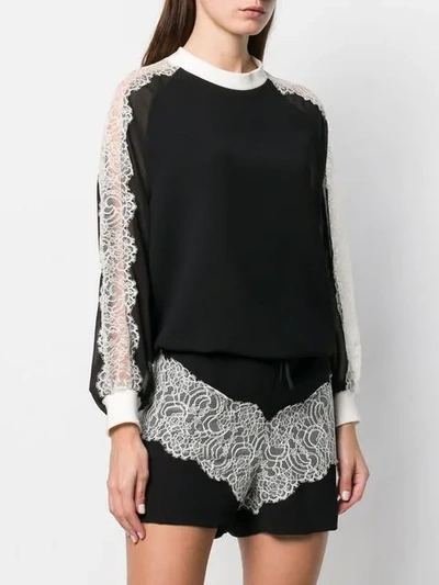 Shop Giambattista Valli Lace Detail Playsuit In Black